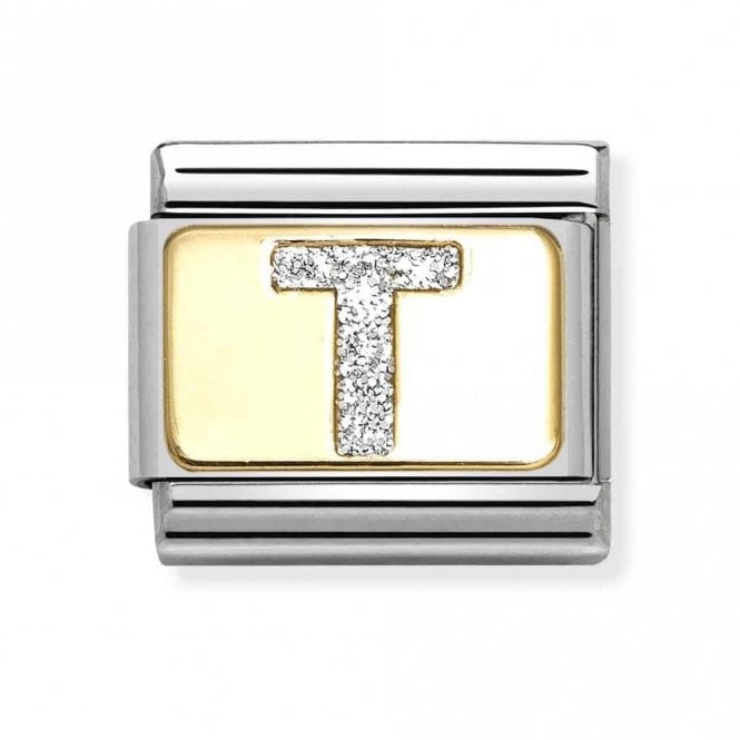 Nomination  Glitter T Initial Yellow Gold Charm