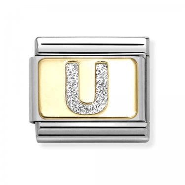 Nomination Glitter U Initial Yellow Gold Charm