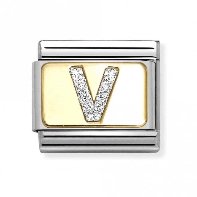 Nomination  Glitter V Initial Yellow Gold Charm