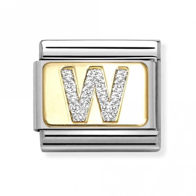 Nomination  Glitter W Initial Yellow Gold Charm