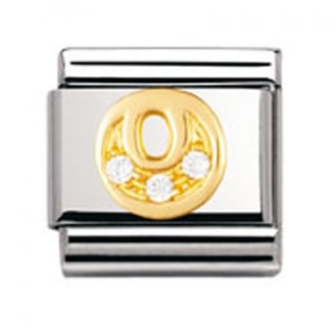 Nomination Gold O Initial CZ 18k gold