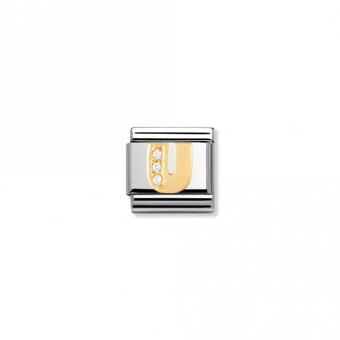 Nomination  Gold U Initial CZ 18k gold