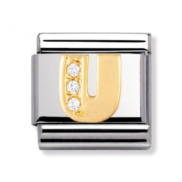 Nomination Gold U Initial CZ 18k gold
