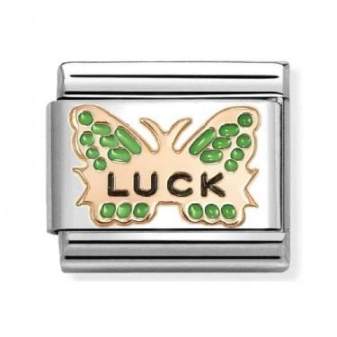 Nomination Green Butterfly Luck Rose Gold Charm