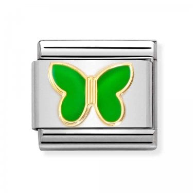 Nomination Green Butterfly Yellow Gold Charm