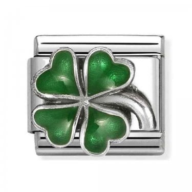 Nomination Green Four Leaf Clover Silver Shine Charm