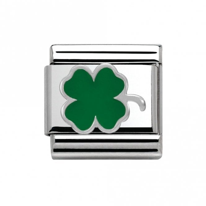 Nomination  Green Shamrock Clover Silver Shine Charm