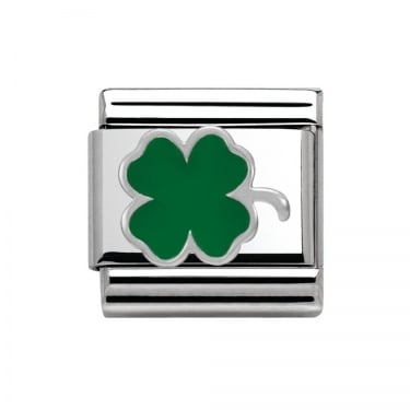 Nomination Green Shamrock Clover Silver Shine Charm