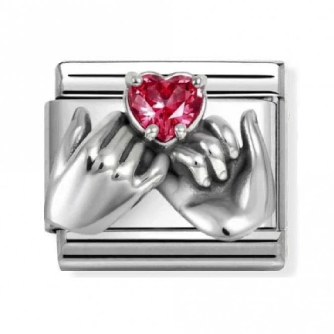 Nomination  Hands with Red CZ Heart Silver Shine Charm