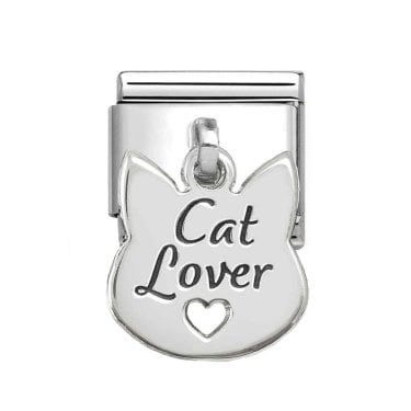 Nomination Hanging Cat Lover Silver Shine Charm