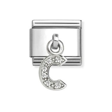 Nomination Hanging CZ C Initial Silver Shine Charm