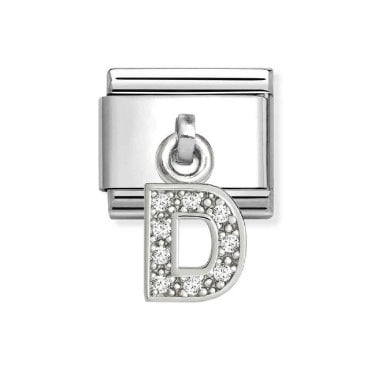 Nomination Hanging CZ D Initial Silver Shine Charm