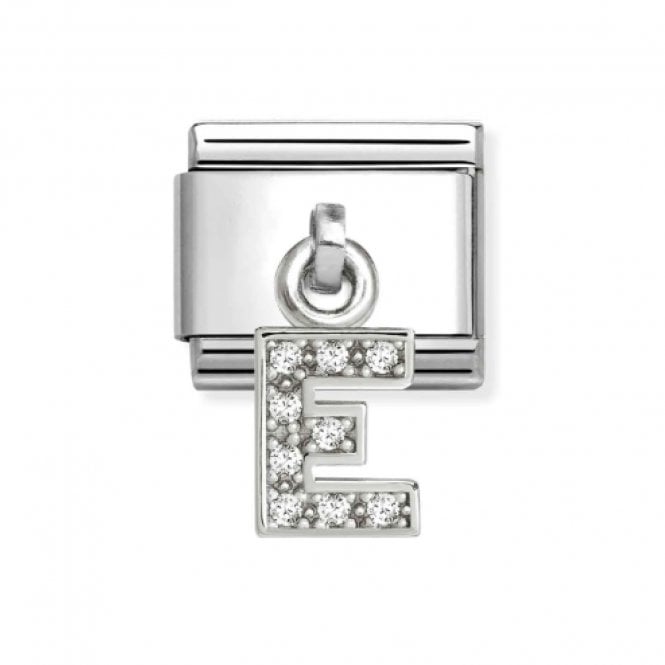 Nomination  Hanging CZ E Initial Silver Shine Charm