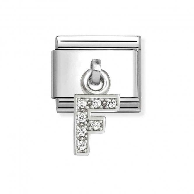 Nomination  Hanging CZ F Initial Silver Shine Charm