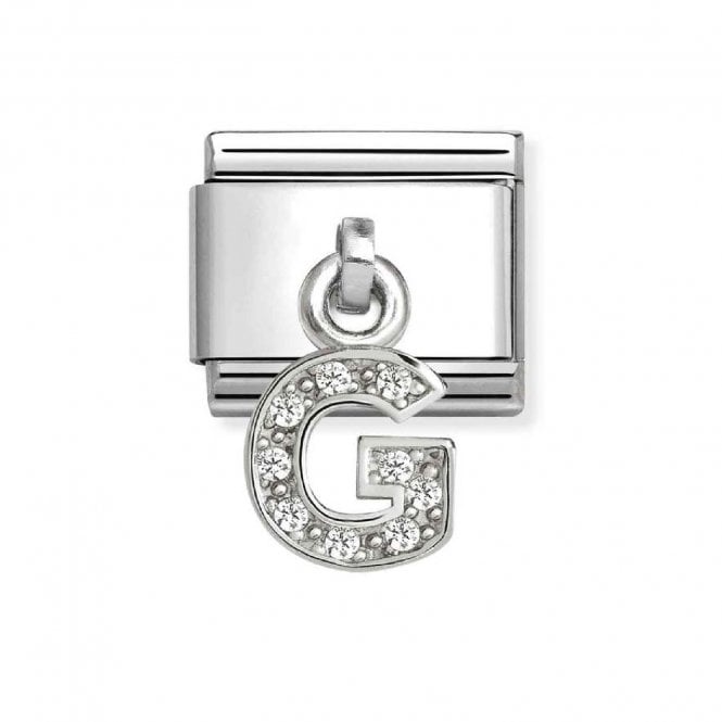 Nomination  Hanging CZ G Initial Silver Shine Charm