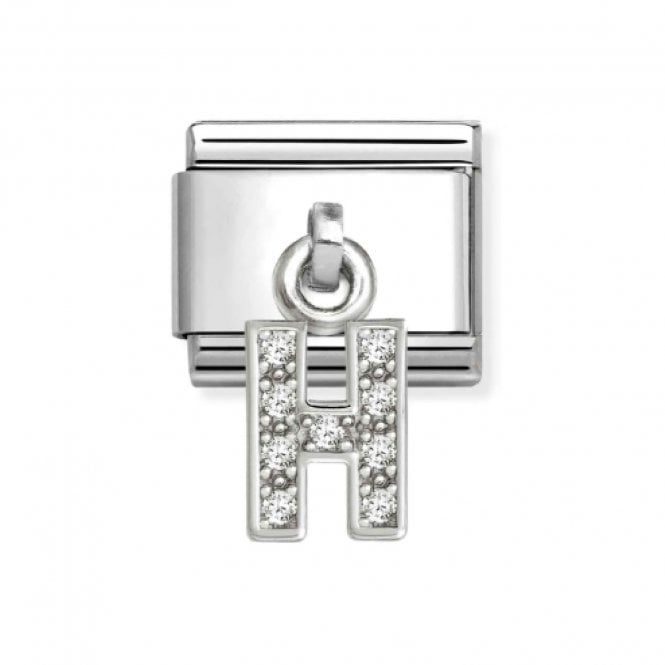 Nomination  Hanging CZ H Initial Silver Shine Charm
