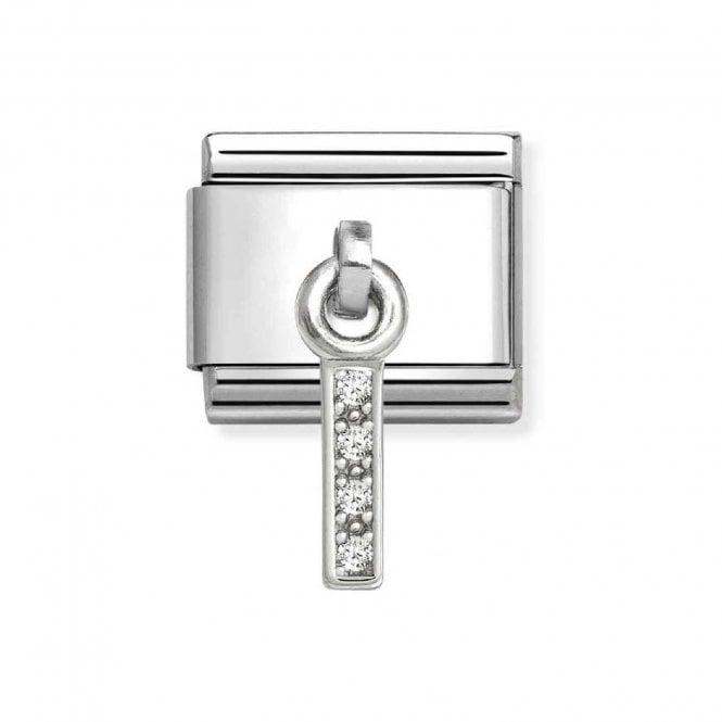 Nomination  Hanging CZ I Initial Silver Shine Charm