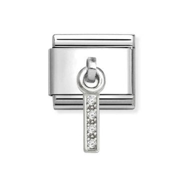 Nomination Hanging CZ I Initial Silver Shine Charm