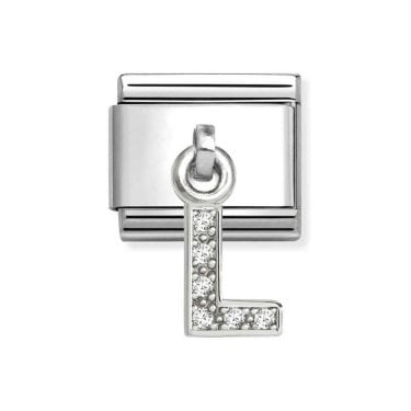 Nomination Hanging CZ L Initial Silver Shine Charm