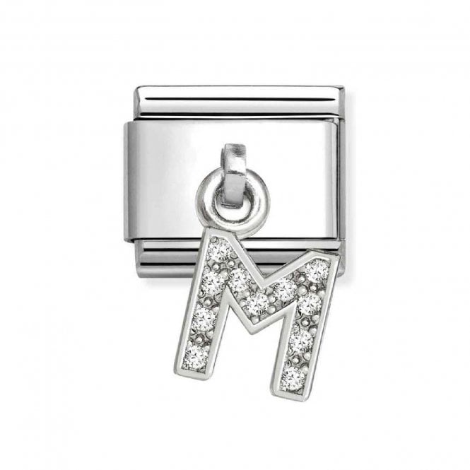 Nomination  Hanging CZ M Initial Silver Shine Charm