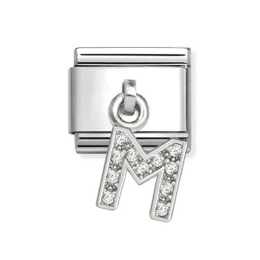 Nomination Hanging CZ M Initial Silver Shine Charm