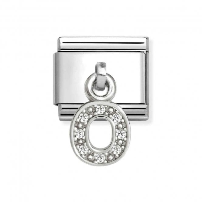 Nomination  Hanging CZ O Initial Silver Shine Charm