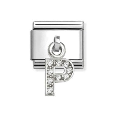 Nomination Hanging CZ P Initial Silver Shine Charm