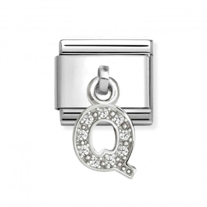 Nomination  Hanging CZ Q Initial Silver Shine Charm