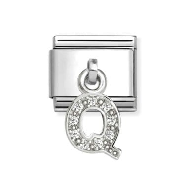 Nomination Hanging CZ Q Initial Silver Shine Charm