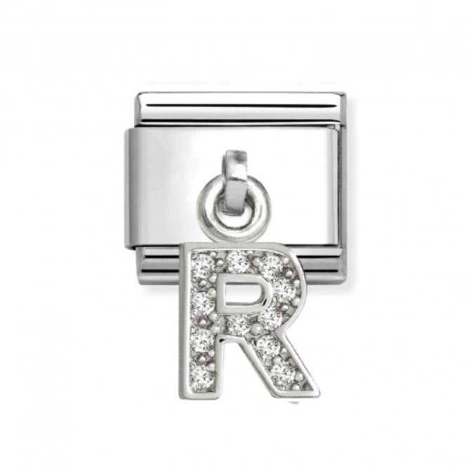 Nomination  Hanging CZ R Initial Silver Shine Charm
