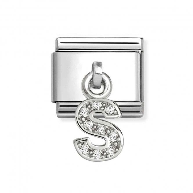 Nomination  Hanging CZ S Initial Silver Shine Charm