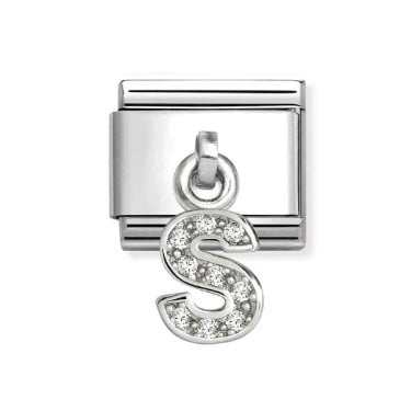 Nomination Hanging CZ S Initial Silver Shine Charm