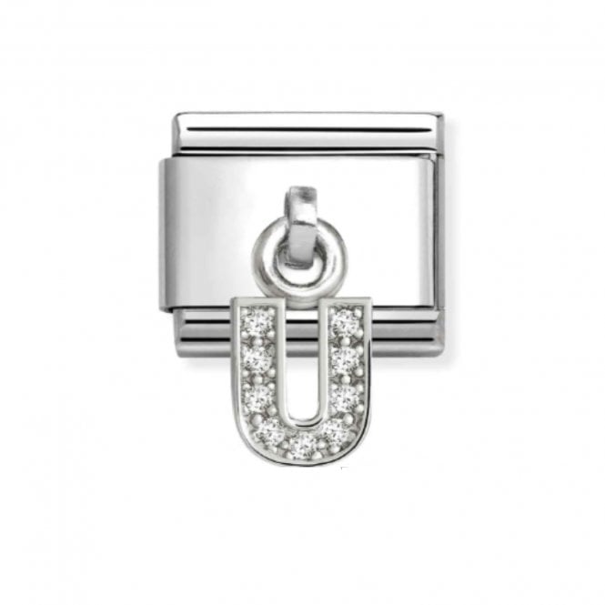Nomination  Hanging CZ U Initial Silver Shine Charm
