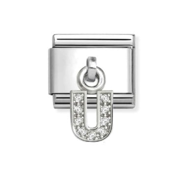 Nomination Hanging CZ U Initial Silver Shine Charm