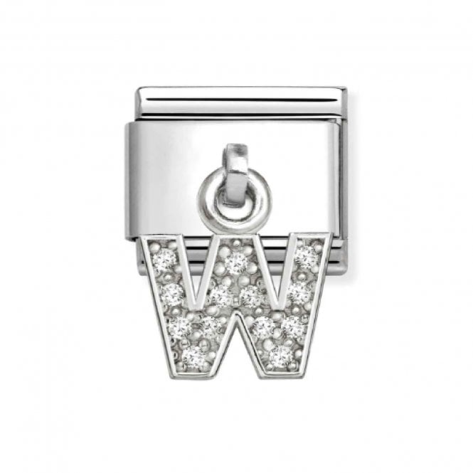 Nomination  Hanging CZ W Initial Silver Shine Charm
