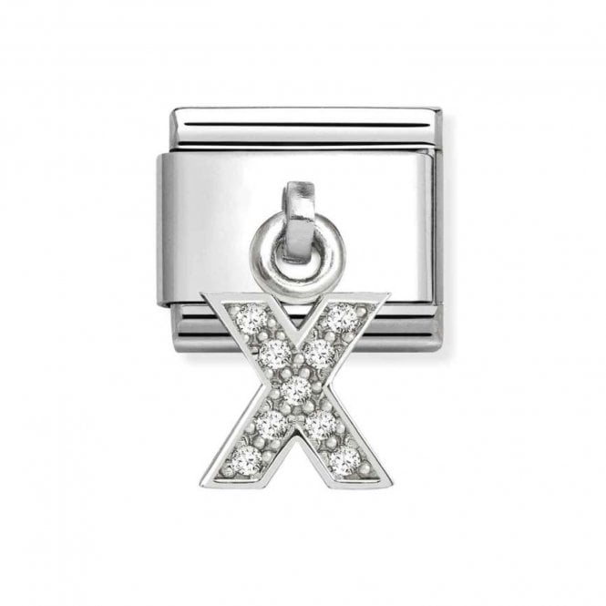 Nomination  Hanging CZ X Initial Silver Shine Charm