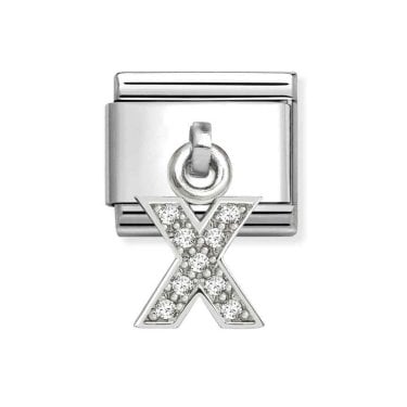 Nomination Hanging CZ X Initial Silver Shine Charm