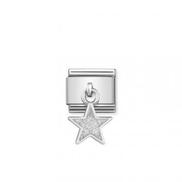 Nomination Hanging Glitter Star Charm Silver Shine