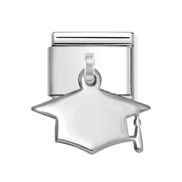 Nomination Hanging Graduation Hat Silver Shine Charm