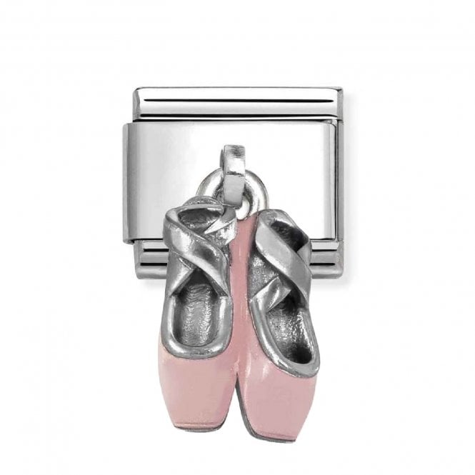 Nomination  Hanging Pink Ballet Shoes Silver Shine Charm