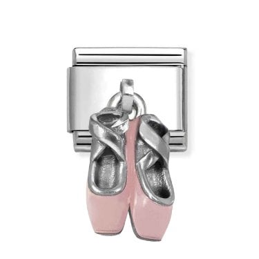 Nomination Hanging Pink Ballet Shoes Silver Shine Charm