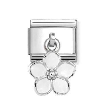Nomination Hanging White Flower Silver Shine Charm