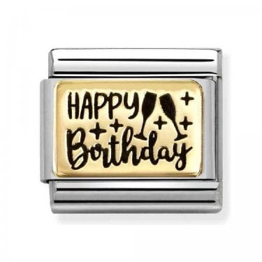 Nomination Happy Birthday Yellow Gold Charm