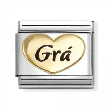 Nomination Heart Grá Yellow Gold Charm