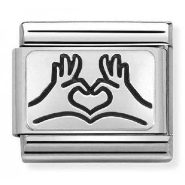 Nomination Heart Hands Silver Shine Charm