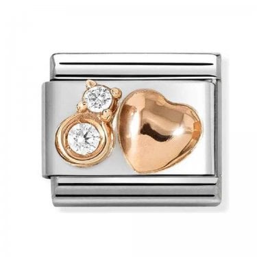 Nomination Heart with 2 CZ Rose Gold Charm