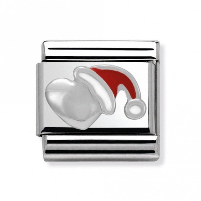 Nomination  Heart with Christmas Hat Silver Shine 