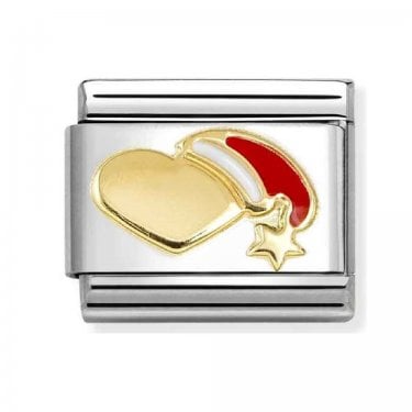 Nomination Heart with Santa Hat Yellow Gold Charm