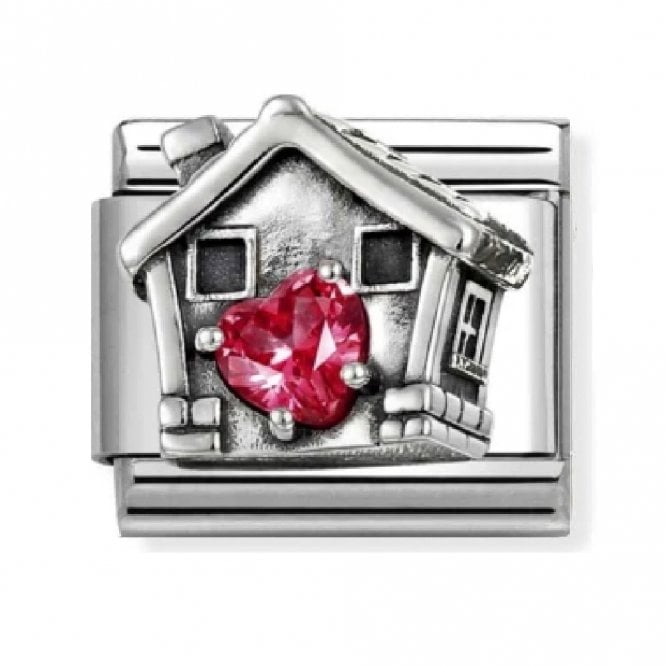 Nomination  House with Red CZ Heart Silver Shine Charm