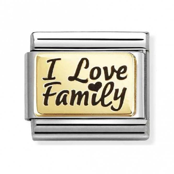 Nomination  I Love Family Black Writting Yellow Gold Charm